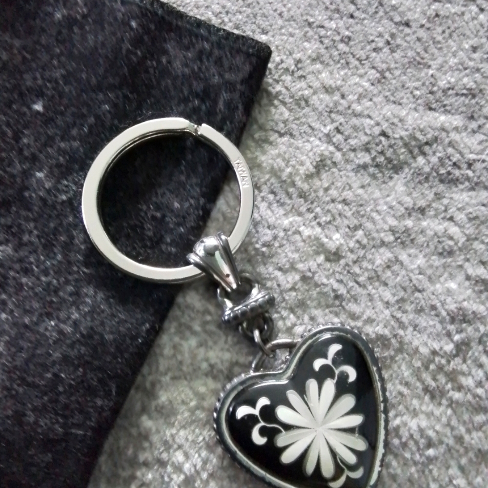 Brighton Heart-Shaped Keychain with Floral Lily Design - Retired